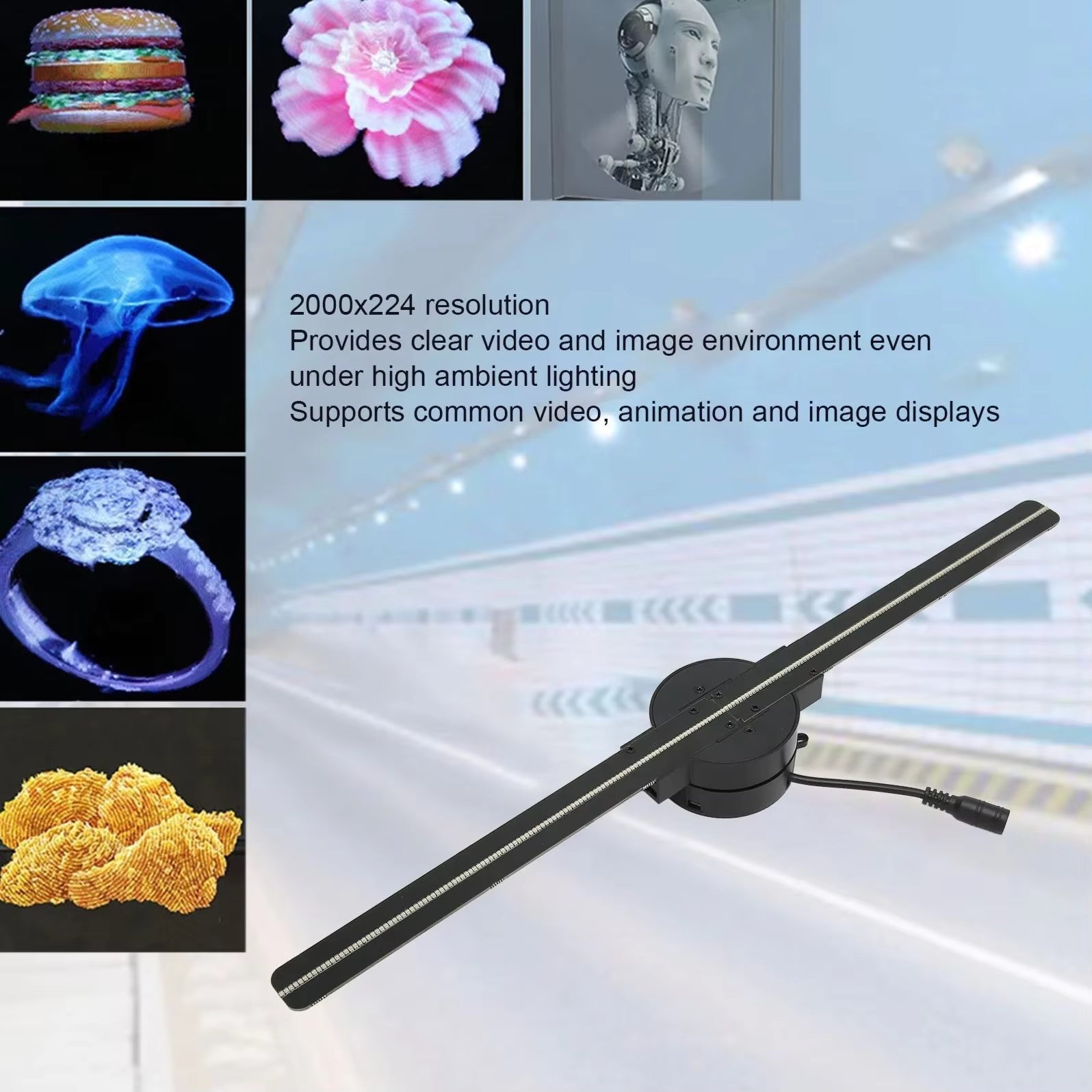 Premium 3D Hologramm Projektor  16,5 Zoll mit 224 LED´s